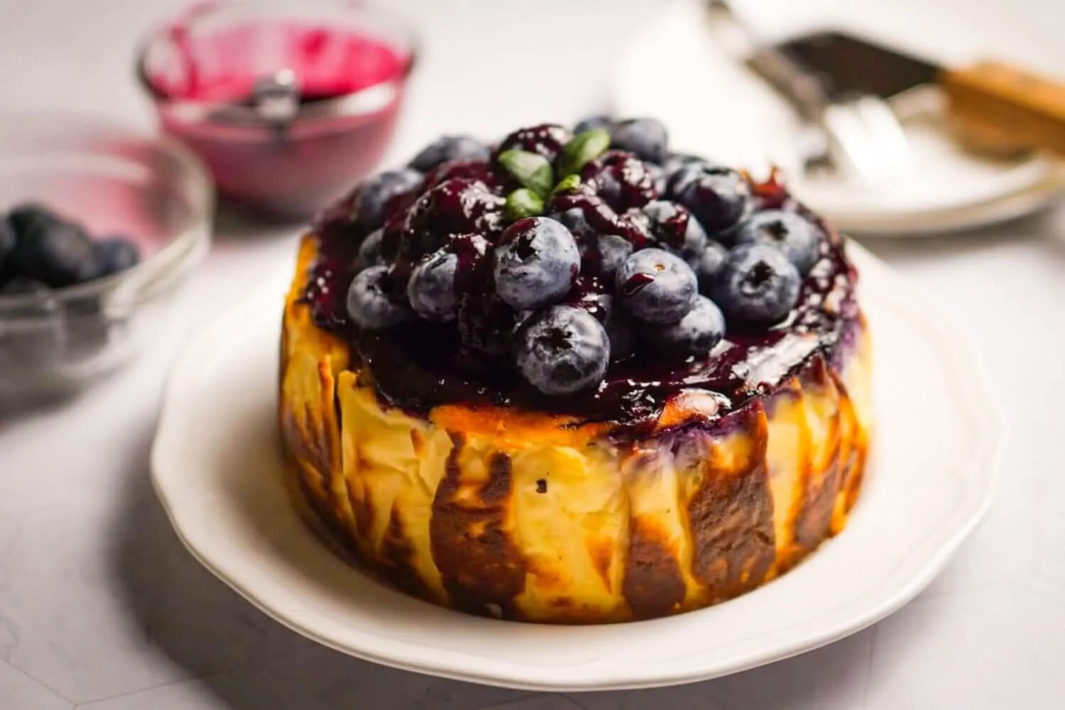 Custardy Burnt Basque Blueberry Cheesecake